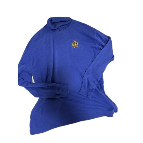 Ralph Lauren Crest Turtleneck Shirt M Blue Vintage Long Sleeve Preppy Heritage - Picture 6 of 8